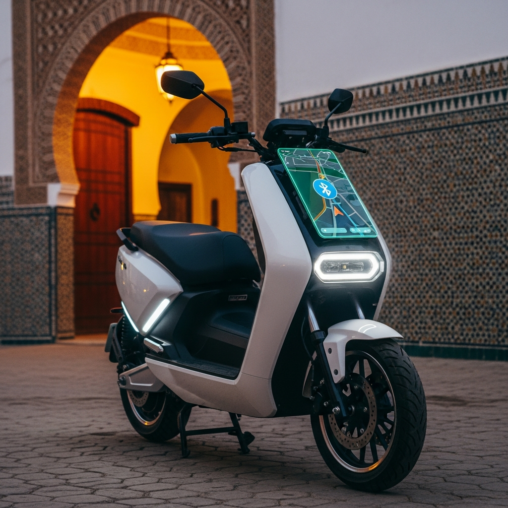 scooter smart Bluetooth Maroc illustration for Scooter Connecté: L'Ultime Expérience Smart Bluetooth au Maroc.