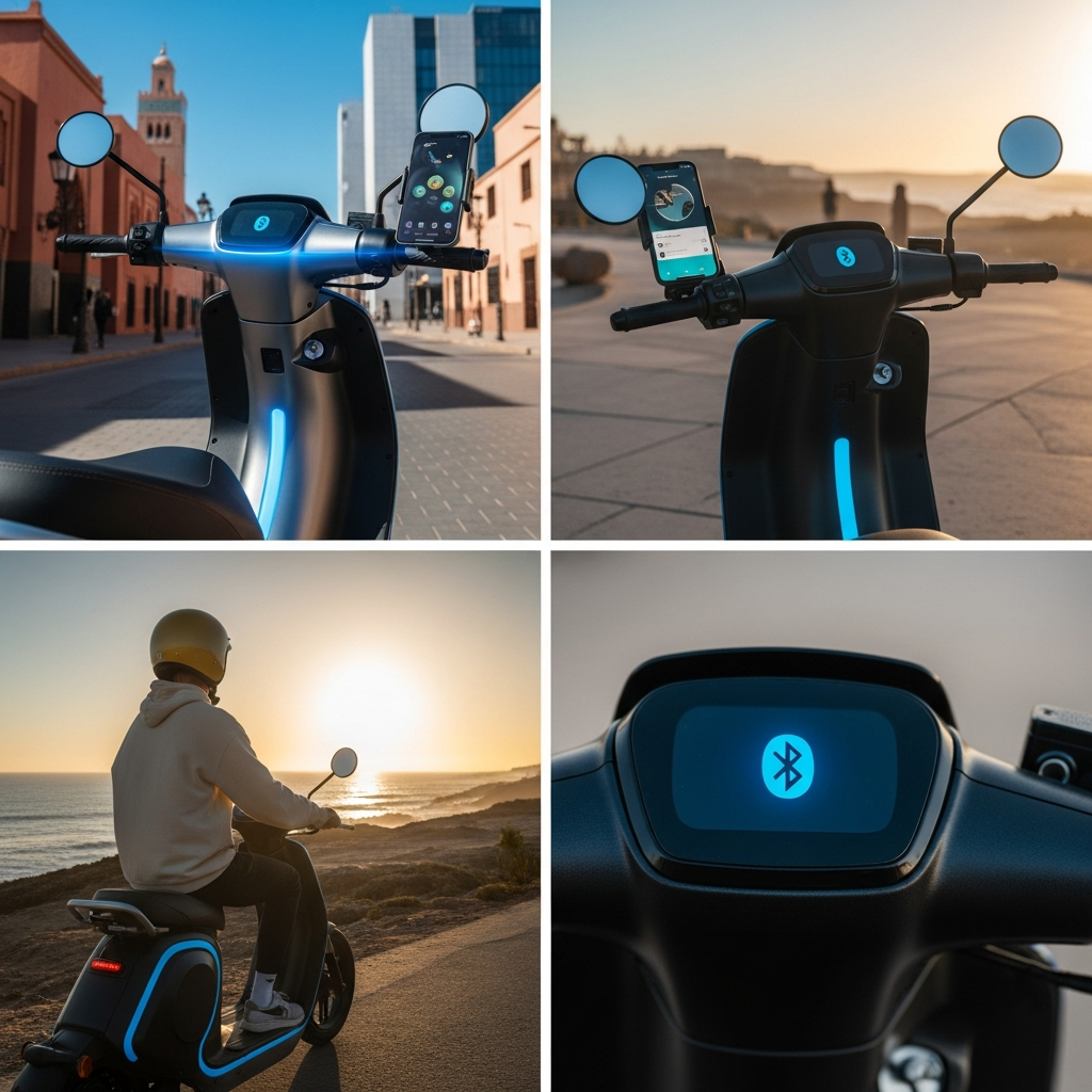 scooter smart Bluetooth Maroc illustration for Scooter Connecté: L'Ultime Expérience Smart Bluetooth au Maroc.