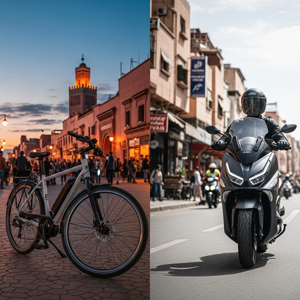 vélo électrique Maroc illustration for Vélo Électrique Maroc: La Solution Urbaine Ultime ou Scooter Puissant?