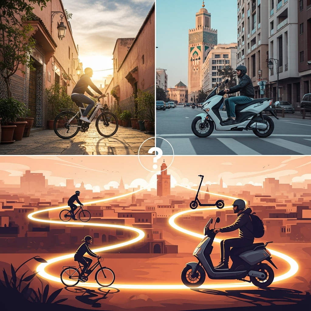 vélo électrique Maroc illustration for Vélo Électrique Maroc: La Solution Urbaine Ultime ou Scooter Puissant?